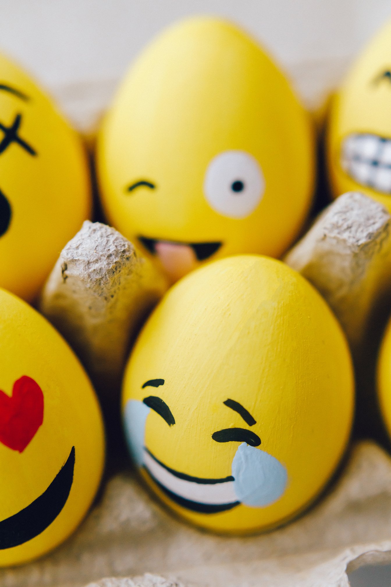 Yellow Smiley Emoji Painted Eggs